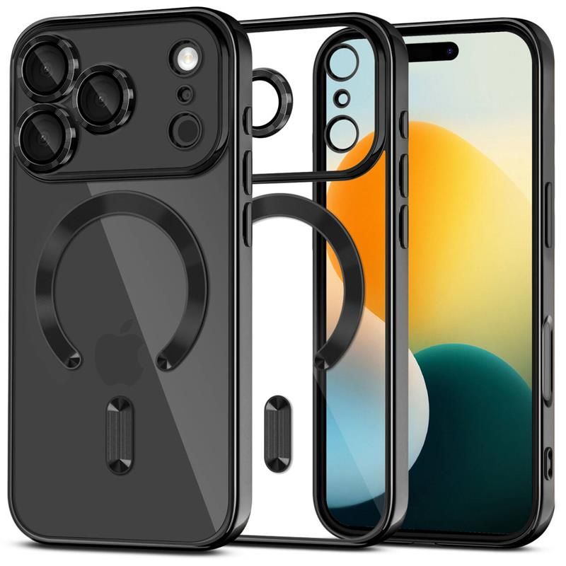 Tech-Protect MagSafe dėklas iPhone 17 Pro – skaidrus, juodas rėmelis -- iPhone 17 Pro