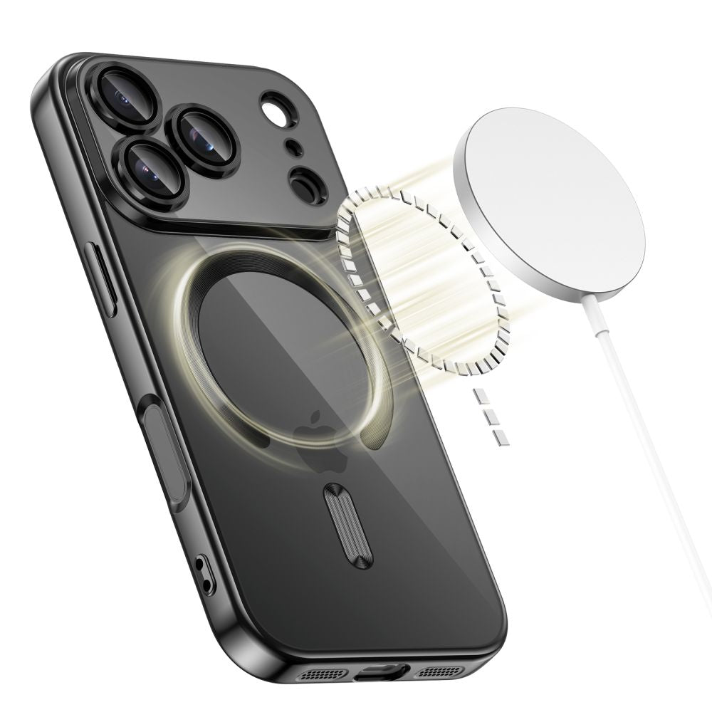 Tech-Protect MagSafe dėklas iPhone 17 Pro – skaidrus, juodas rėmelis -- iPhone 17 Pro