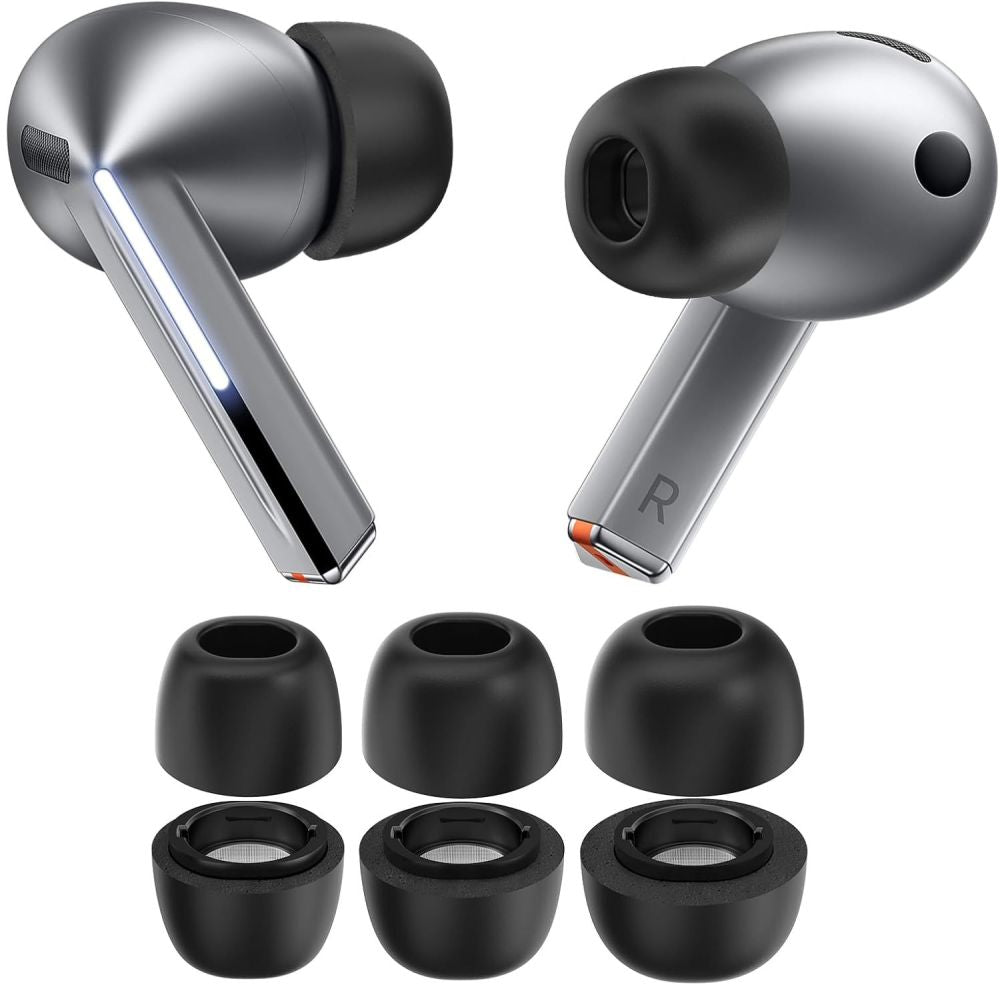 Tech-Protect ausų antgaliai, skirti Samsung Galaxy Buds 3 Pro dydžiams S / M / L - juodi (3 vnt.) -- Samsung Galaxy Buds...
