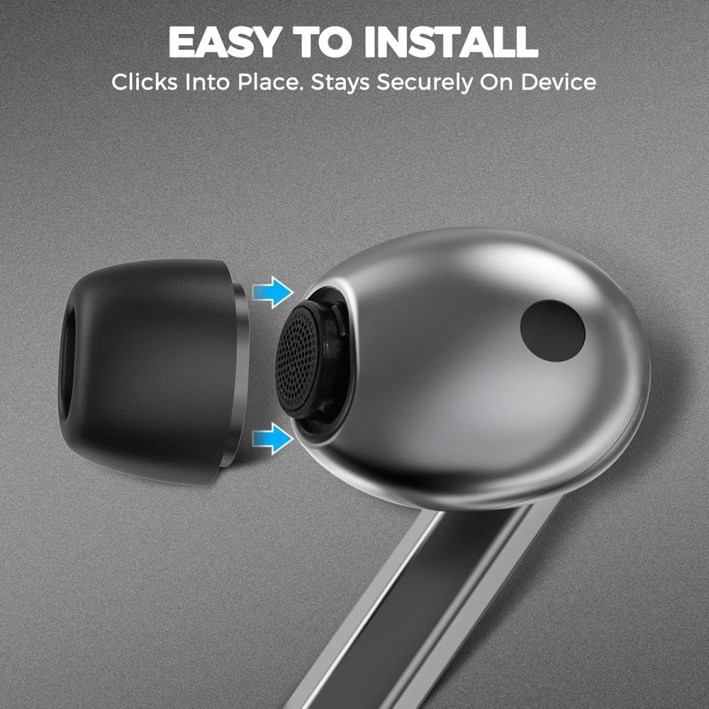 Tech-Protect ausų antgaliai, skirti Samsung Galaxy Buds 3 Pro dydžiams S / M / L - juodi (3 vnt.) -- Samsung Galaxy Buds...