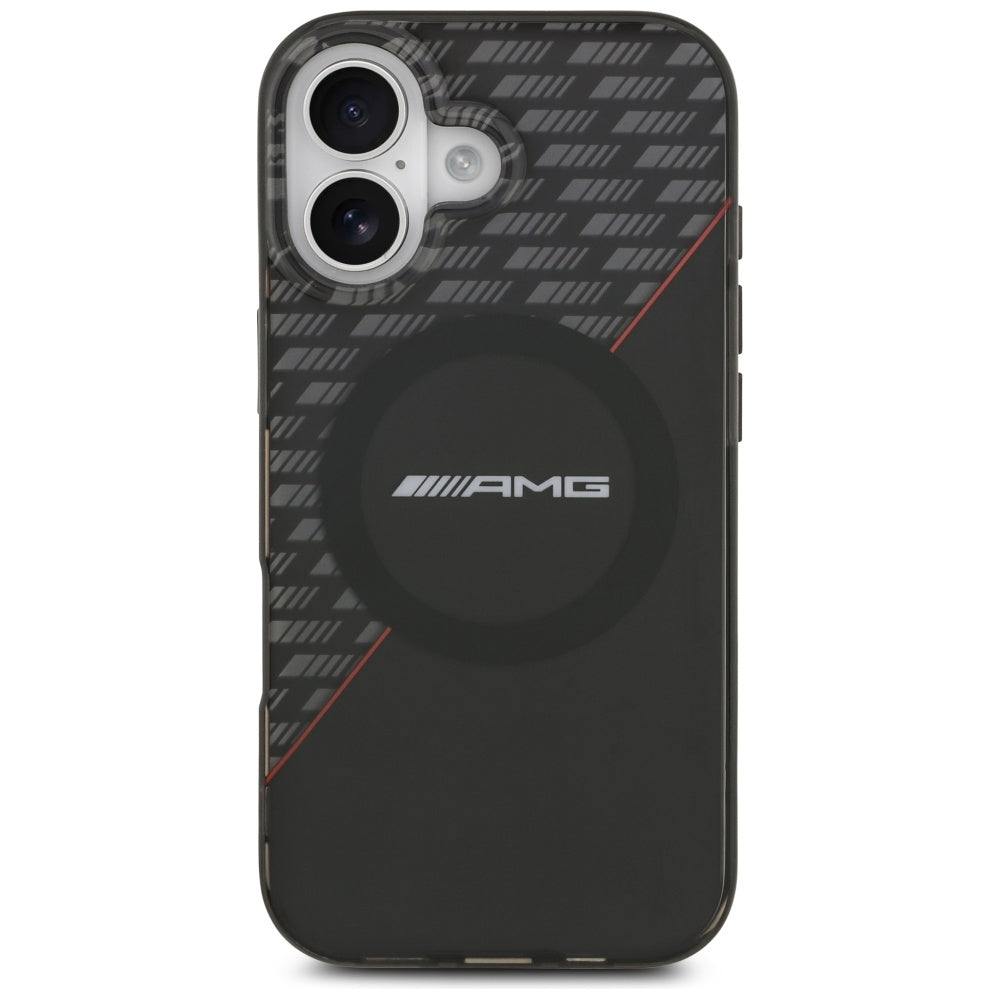 AMG Double Layer Transparent Rhombs MagSafe dėklas, skirtas iPhone 17 - Juodas ir raudonas -- iPhone 17