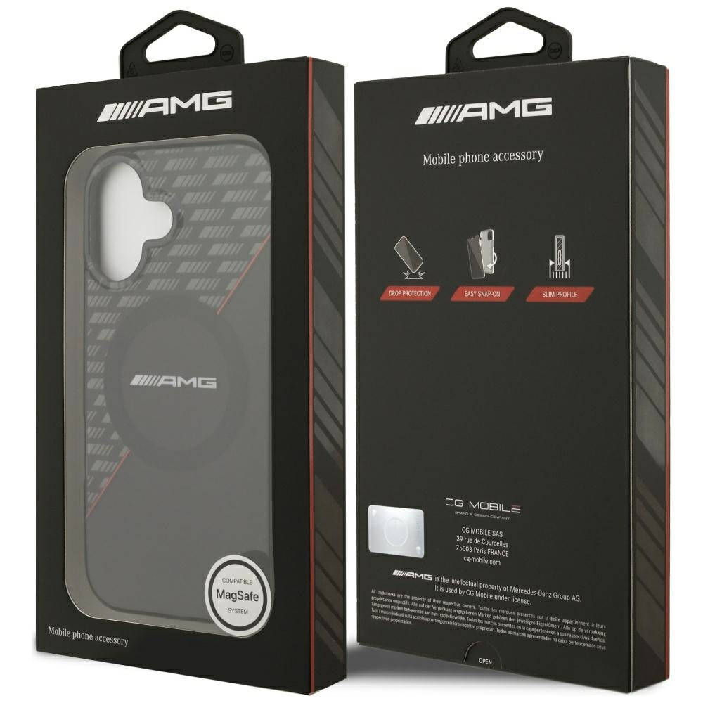 AMG Double Layer Transparent Rhombs MagSafe dėklas, skirtas iPhone 17 - Juodas ir raudonas -- iPhone 17