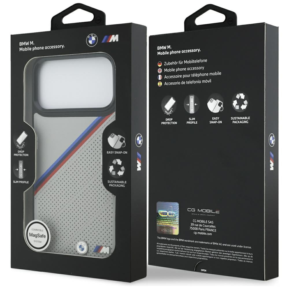 BMW M trispalvis metalinis logotipas MagSafe Dėklas, skirtas iPhone 17 Pro Max - Gray