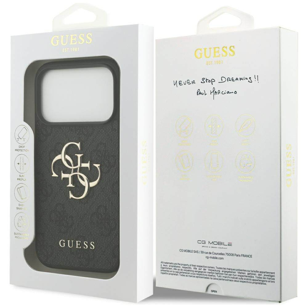 Guess 4G Big Logo dėklas iPhone 17 Pro – juodas