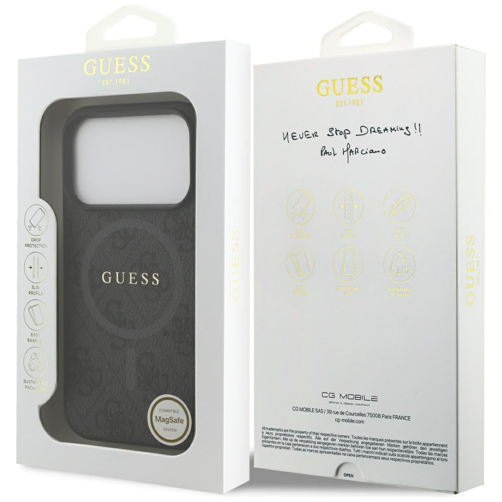 Guess MagSafe dėklas iPhone 17 Pro – juodas