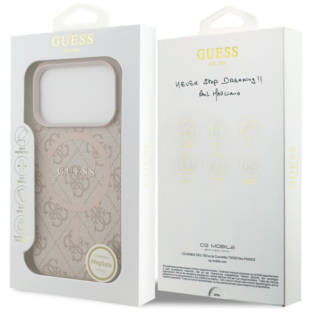 Guess MagSafe dėklas iPhone 17 Pro – rožinis
