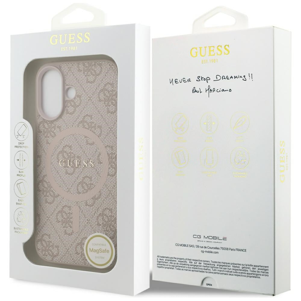 Guess 4G Ring Classic Logo MagSafe dėklas iPhone 17 - Rožinis -- iPhone 17