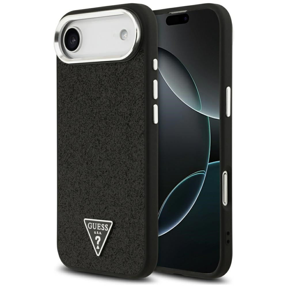 Guess Glitter Triangle Logo MagSafe dėklas iPhone 17 Air - juodas -- iPhone 17 Air