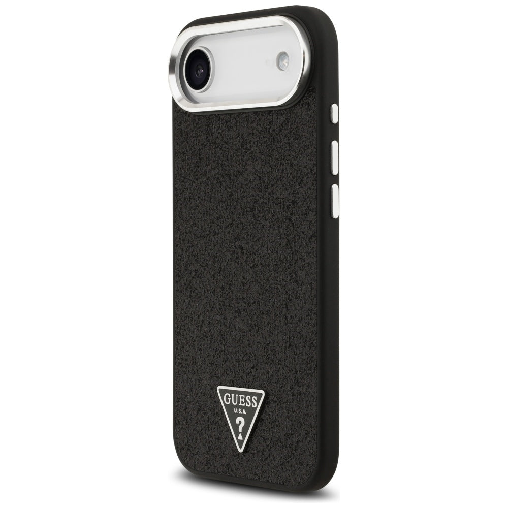 Guess Glitter Triangle Logo MagSafe dėklas iPhone 17 Air - juodas -- iPhone 17 Air