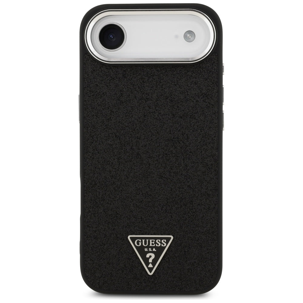 Guess Glitter Triangle Logo MagSafe dėklas iPhone 17 Air - juodas -- iPhone 17 Air