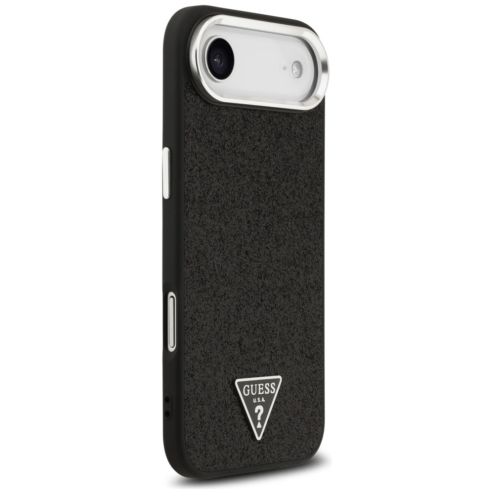 Guess Glitter Triangle Logo MagSafe dėklas iPhone 17 Air - juodas -- iPhone 17 Air
