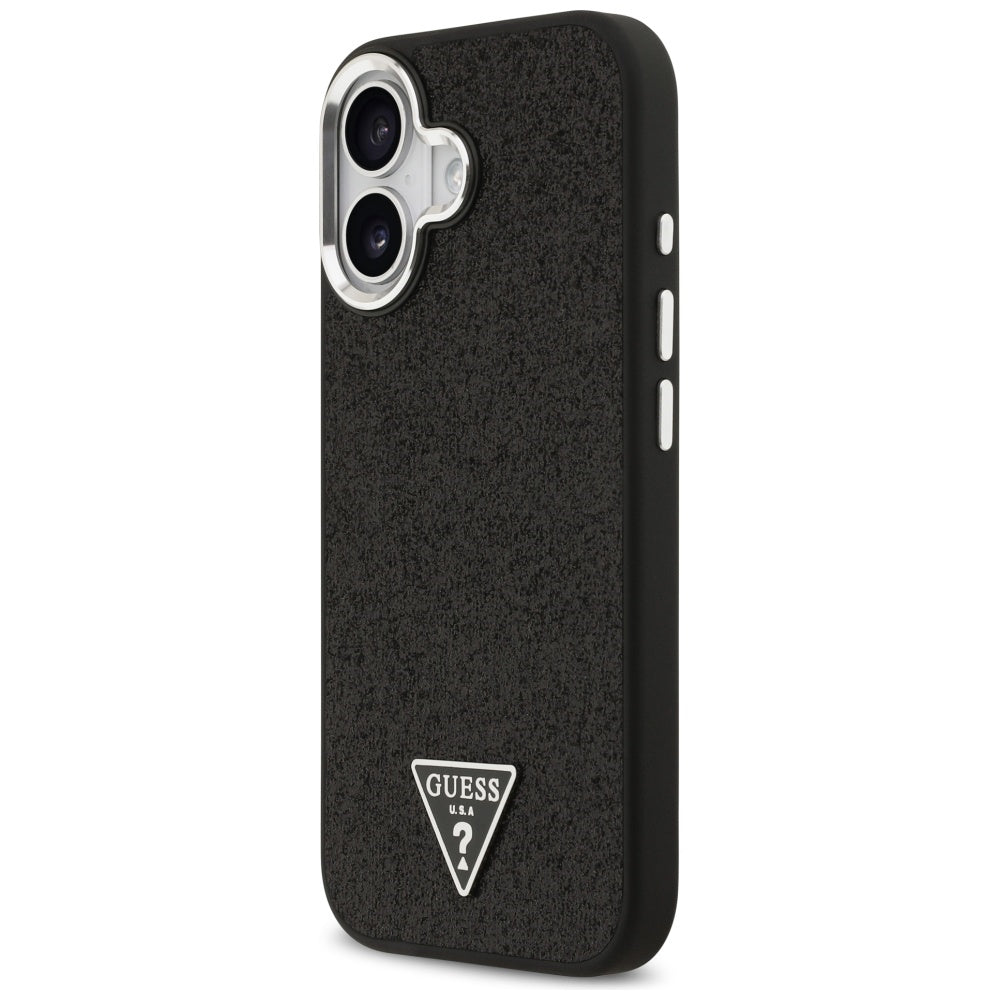 Guess Blizgantis trikampis logotipas MagSafe Dėklas, skirtas iPhone 17 - Black