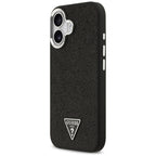 Guess Blizgantis trikampis logotipas MagSafe Dėklas, skirtas iPhone 17 - Black