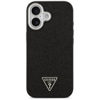 Guess Blizgantis trikampis logotipas MagSafe Dėklas, skirtas iPhone 17 - Black