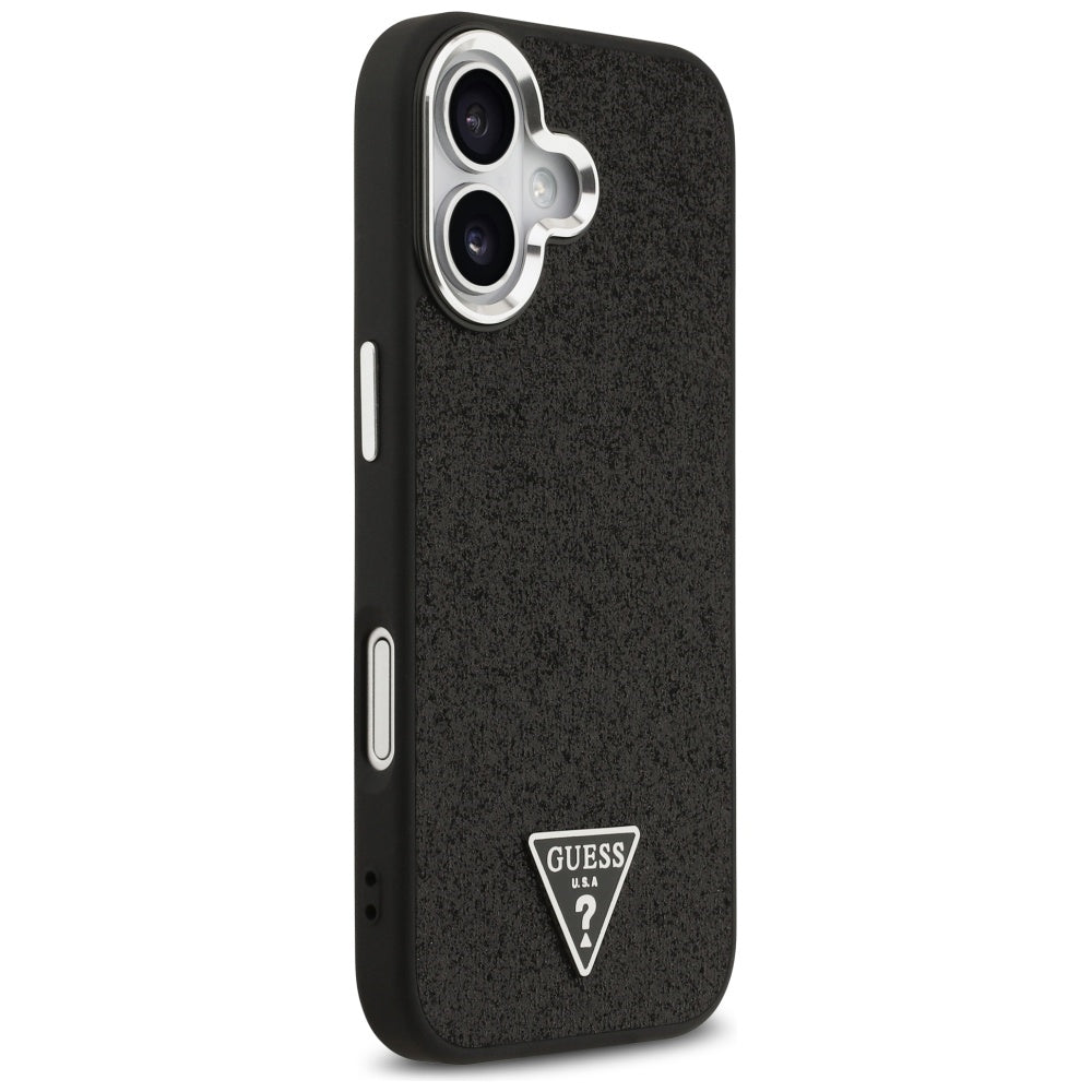 Guess Blizgantis trikampis logotipas MagSafe Dėklas, skirtas iPhone 17 - Black