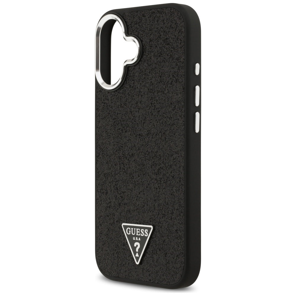 Guess Blizgantis trikampis logotipas MagSafe Dėklas, skirtas iPhone 17 - Black