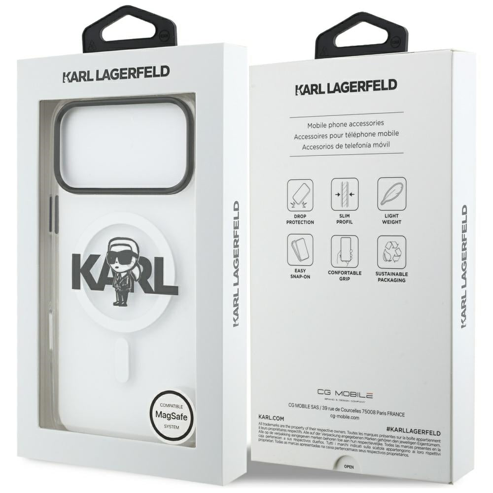 Karl Lagerfeld MagSafe dėklas iPhone 17 Pro Max – skaidrus
