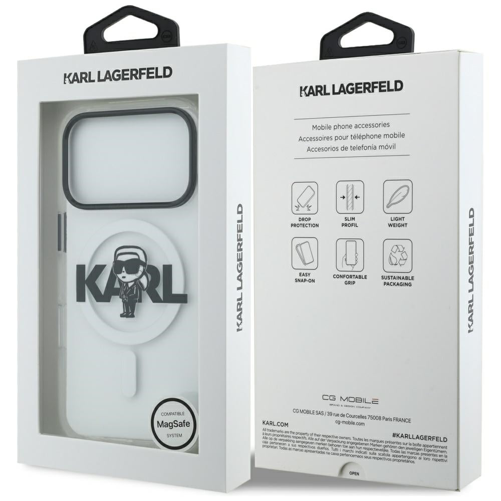 Karl Lagerfeld MagSafe dėklas iPhone 17 Pro – skaidrus