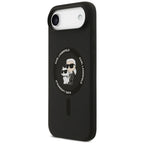 Karl Lagerfeld silikoninis Karl&Choupette žiedas MagSafe Dėklas, skirtas iPhone 17 Air - Black