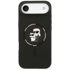 Karl Lagerfeld silikoninis Karl&Choupette žiedas MagSafe Dėklas, skirtas iPhone 17 Air - Black