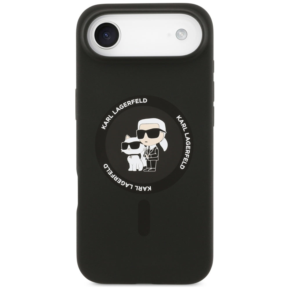 Karl Lagerfeld silikoninis Karl&Choupette žiedas MagSafe Dėklas, skirtas iPhone 17 Air - Black