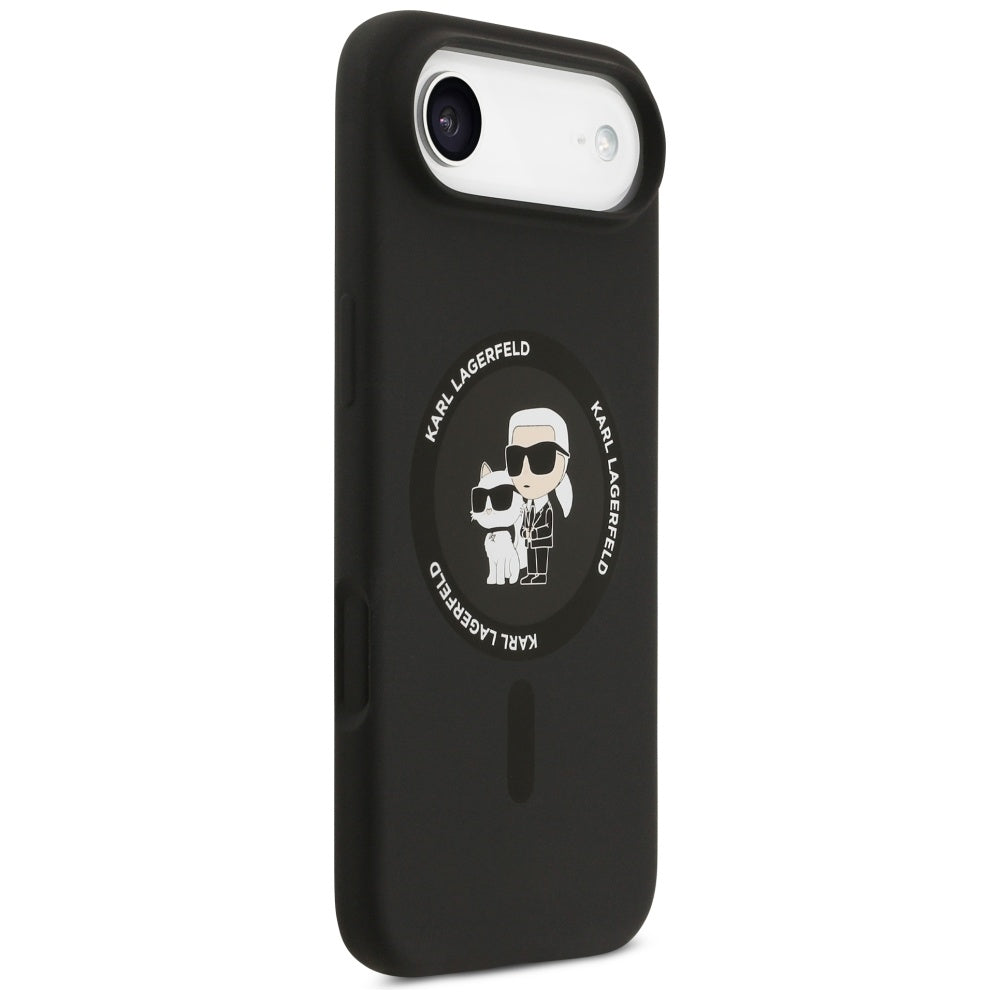 Karl Lagerfeld silikoninis Karl&Choupette žiedas MagSafe Dėklas, skirtas iPhone 17 Air - Black