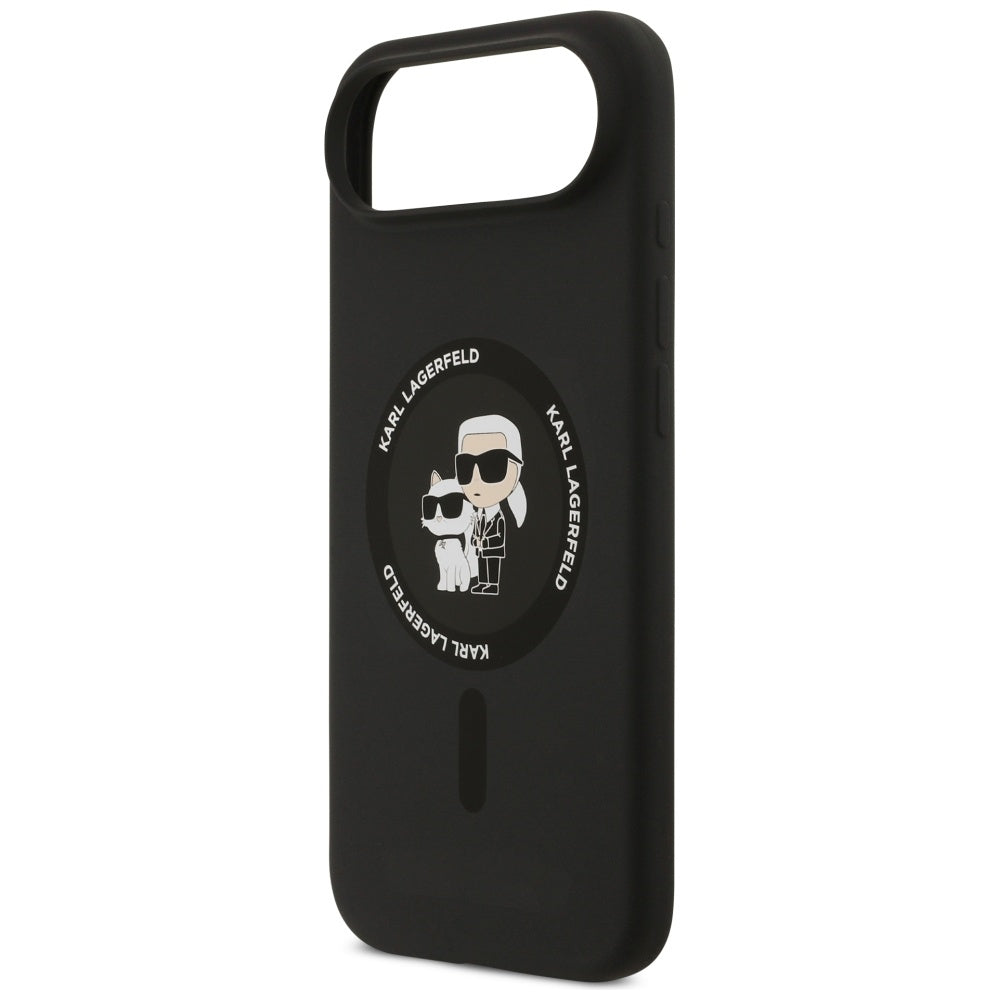 Karl Lagerfeld silikoninis Karl&Choupette žiedas MagSafe Dėklas, skirtas iPhone 17 Air - Black