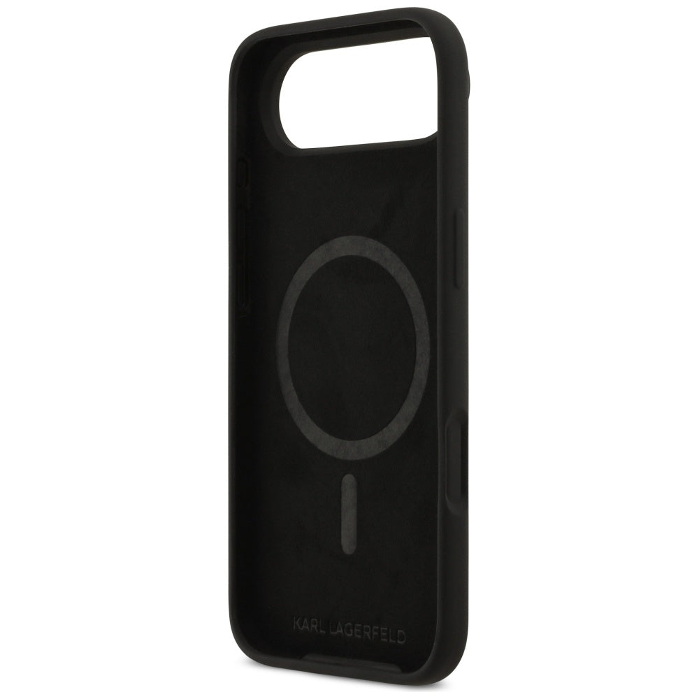 Karl Lagerfeld silikoninis Karl&Choupette žiedas MagSafe Dėklas, skirtas iPhone 17 Air - Black