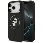 Karl Lagerfeld silikoninis Karl&Choupette žiedas MagSafe Dėklas, skirtas iPhone 17 Pro Max - Black -- iPhone 17 Pro Max