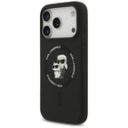 Karl Lagerfeld silikoninis Karl&Choupette žiedas MagSafe Dėklas, skirtas iPhone 17 Pro Max - Black -- iPhone 17 Pro Max
