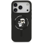 Karl Lagerfeld silikoninis Karl&Choupette žiedas MagSafe Dėklas, skirtas iPhone 17 Pro Max - Black -- iPhone 17 Pro Max