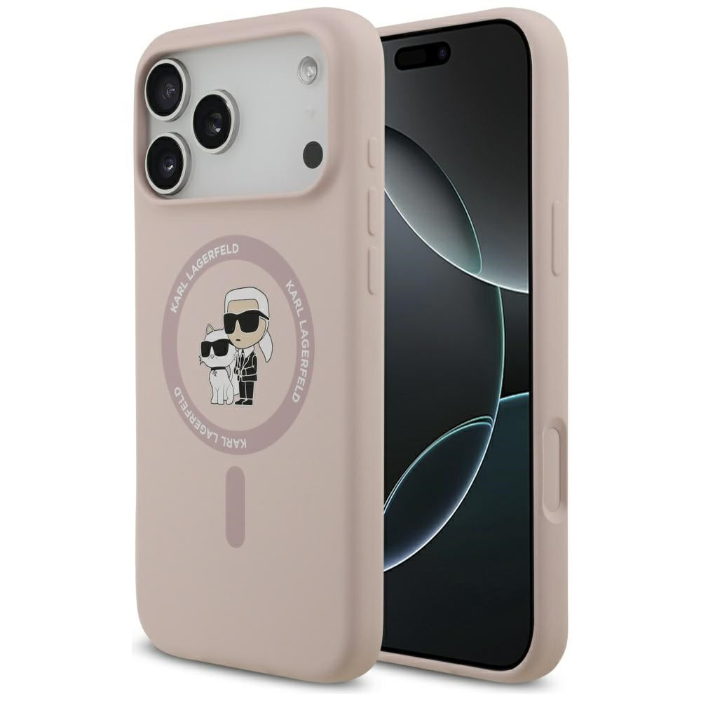 Karl Lagerfeld silikoninis MagSafe dėklas iPhone 17 Pro Max – rožinis