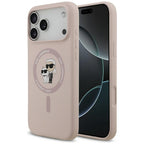 Karl Lagerfeld silikoninis MagSafe dėklas iPhone 17 Pro Max – rožinis