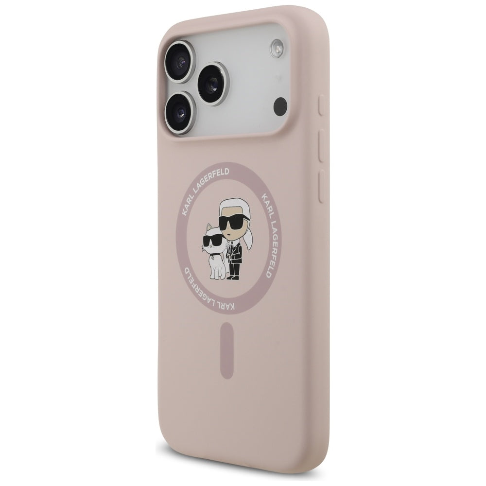 Karl Lagerfeld silikoninis MagSafe dėklas iPhone 17 Pro Max – rožinis