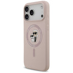 Karl Lagerfeld silikoninis MagSafe dėklas iPhone 17 Pro Max – rožinis