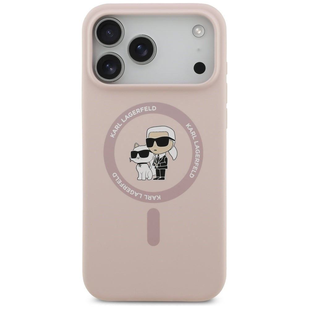Karl Lagerfeld silikoninis MagSafe dėklas iPhone 17 Pro Max – rožinis