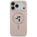 Karl Lagerfeld silikoninis MagSafe dėklas iPhone 17 Pro Max – rožinis