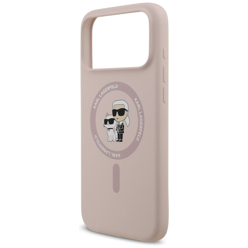 Karl Lagerfeld silikoninis MagSafe dėklas iPhone 17 Pro Max – rožinis