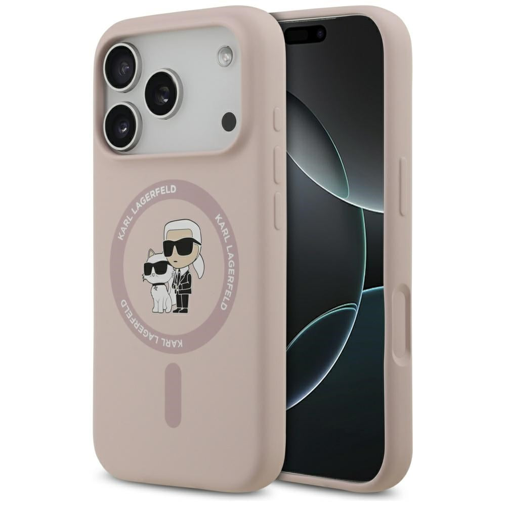 Karl Lagerfeld silikoninis MagSafe dėklas iPhone 17 Pro – rožinis