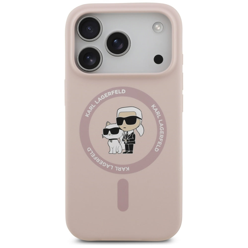 Karl Lagerfeld silikoninis MagSafe dėklas iPhone 17 Pro – rožinis