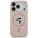 Karl Lagerfeld silikoninis MagSafe dėklas iPhone 17 Pro – rožinis