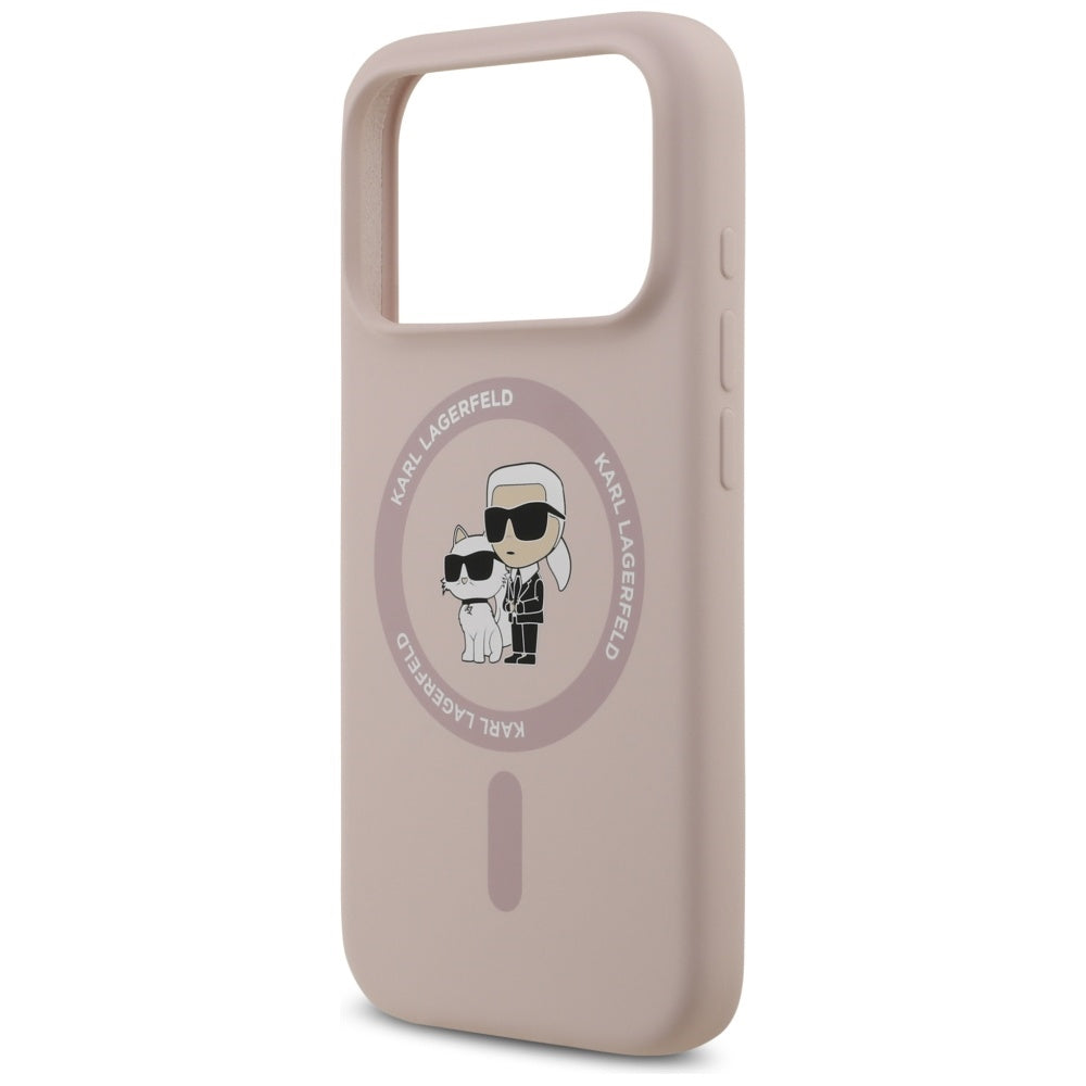Karl Lagerfeld silikoninis MagSafe dėklas iPhone 17 Pro – rožinis