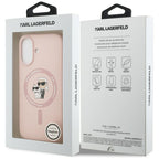 Karl Lagerfeld silikoninis Karl&Choupette žiedas MagSafe Dėklas, skirtas iPhone 17 - Pink