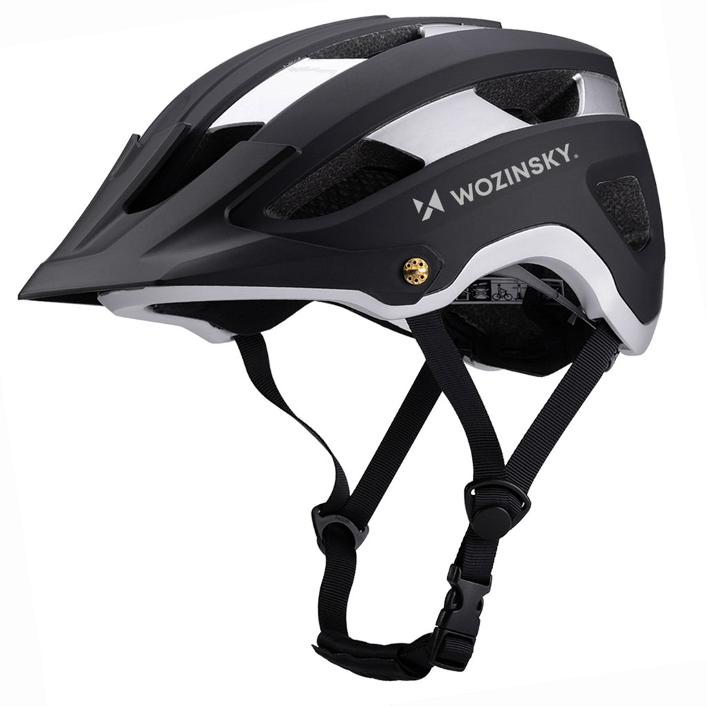Wozinsky MTB dviračio šalmas su nuimamu snapu, lengvas L - juodas ir sidabrinis -- Bicycle Helmets
