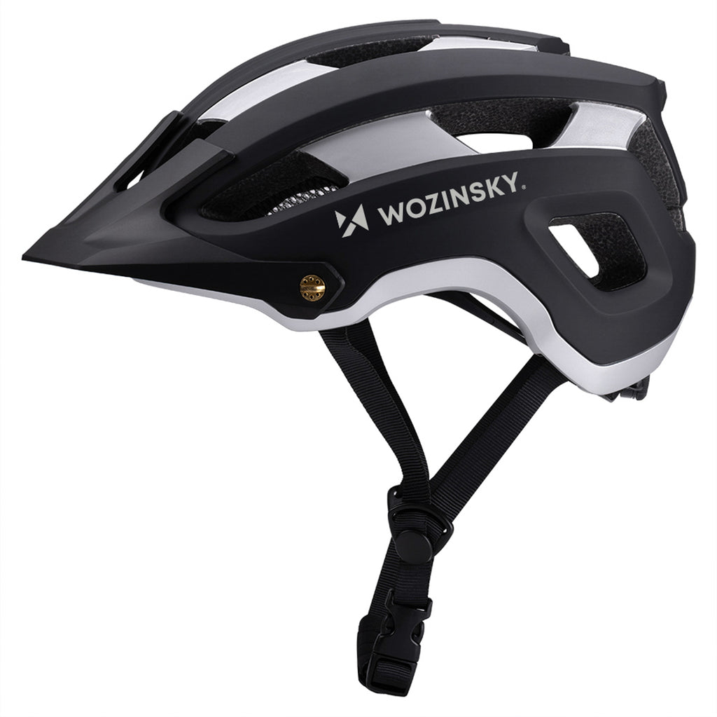 Wozinsky MTB dviračio šalmas su nuimamu snapu, lengvas L - juodas ir sidabrinis -- Bicycle Helmets