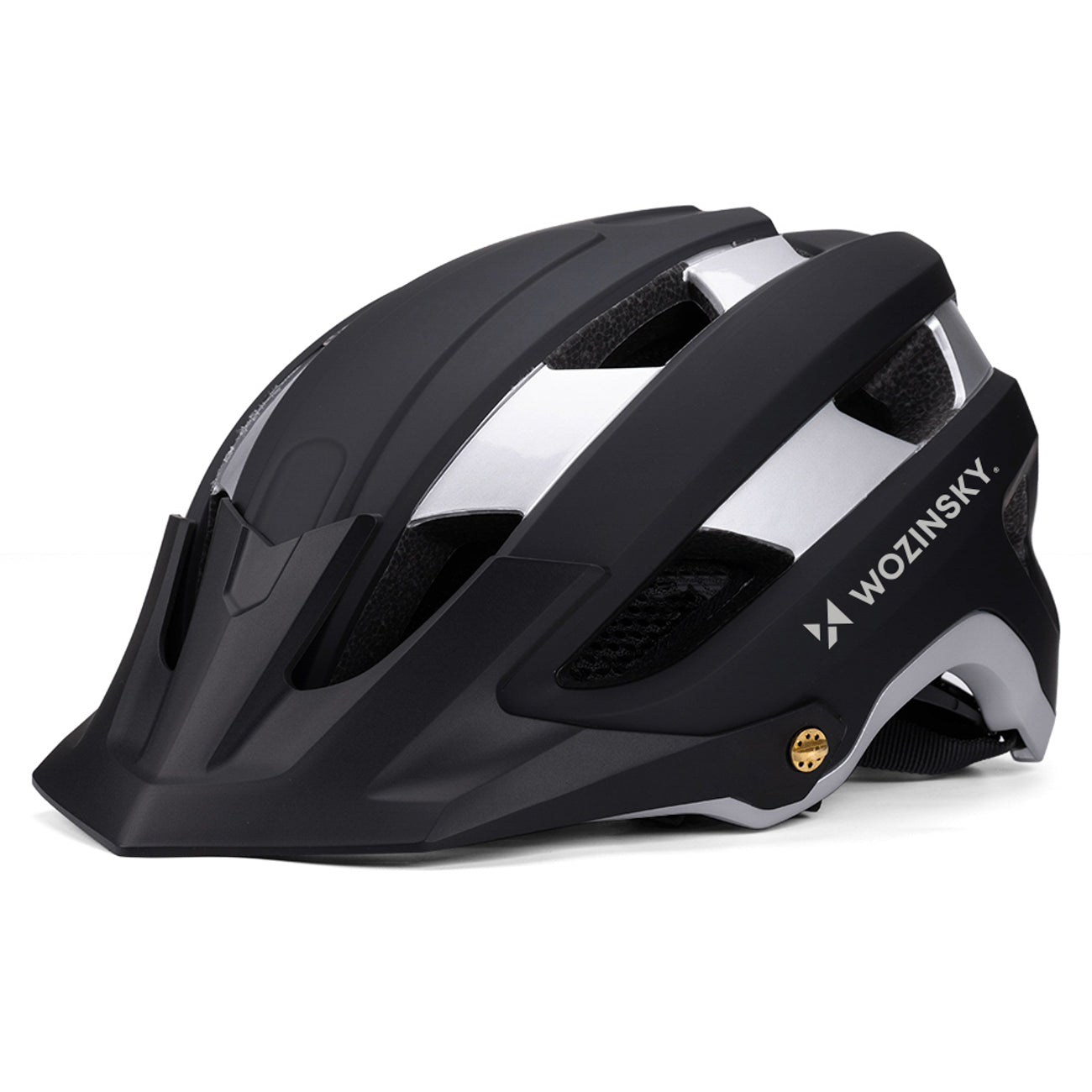 Wozinsky MTB dviračio šalmas su nuimamu snapu, lengvas L - juodas ir sidabrinis -- Bicycle Helmets