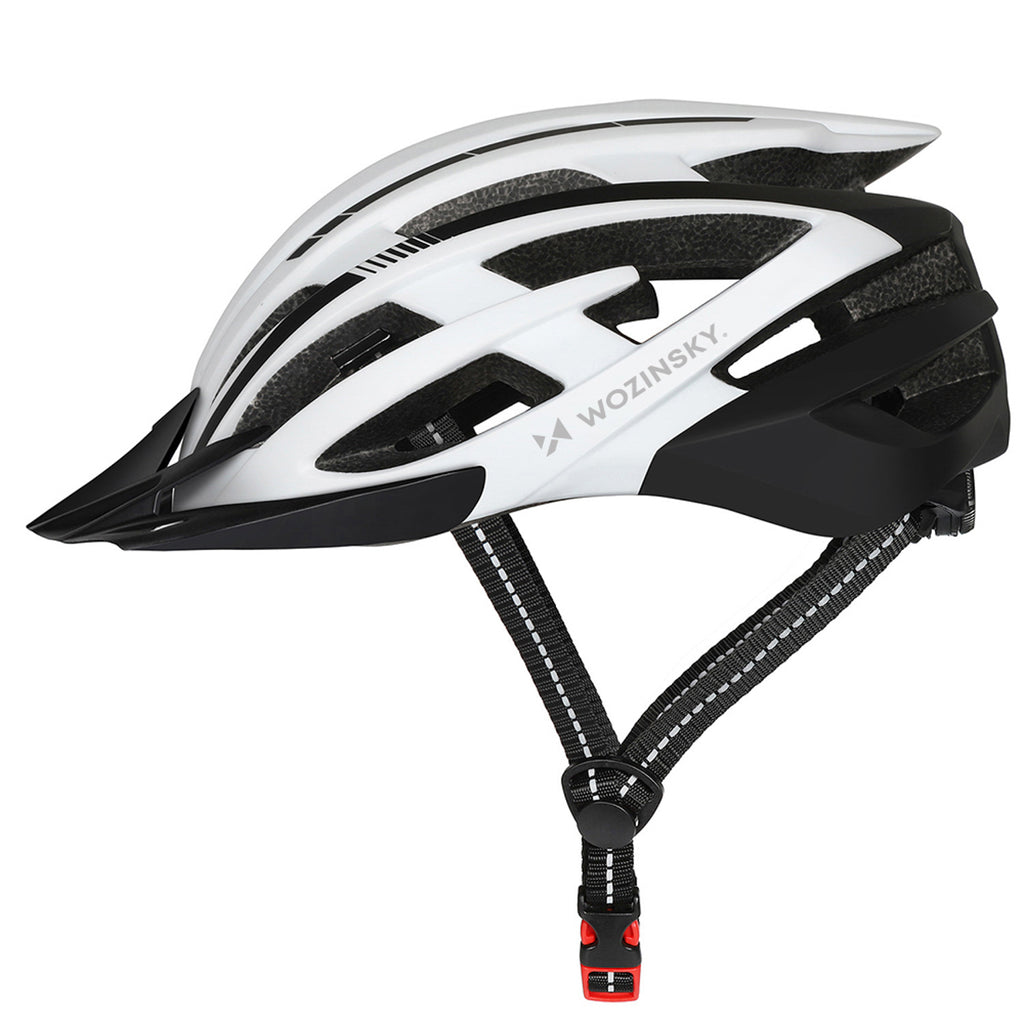 Wozinsky MTB dviračio šalmas su nuimama viršūne ir galine USB šviesa M - juodai balta -- Bicycle Helmets