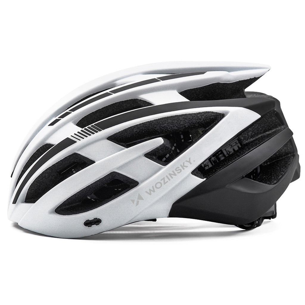 Wozinsky MTB dviračio šalmas su nuimama viršūne ir galine USB šviesa M - juodai balta -- Bicycle Helmets