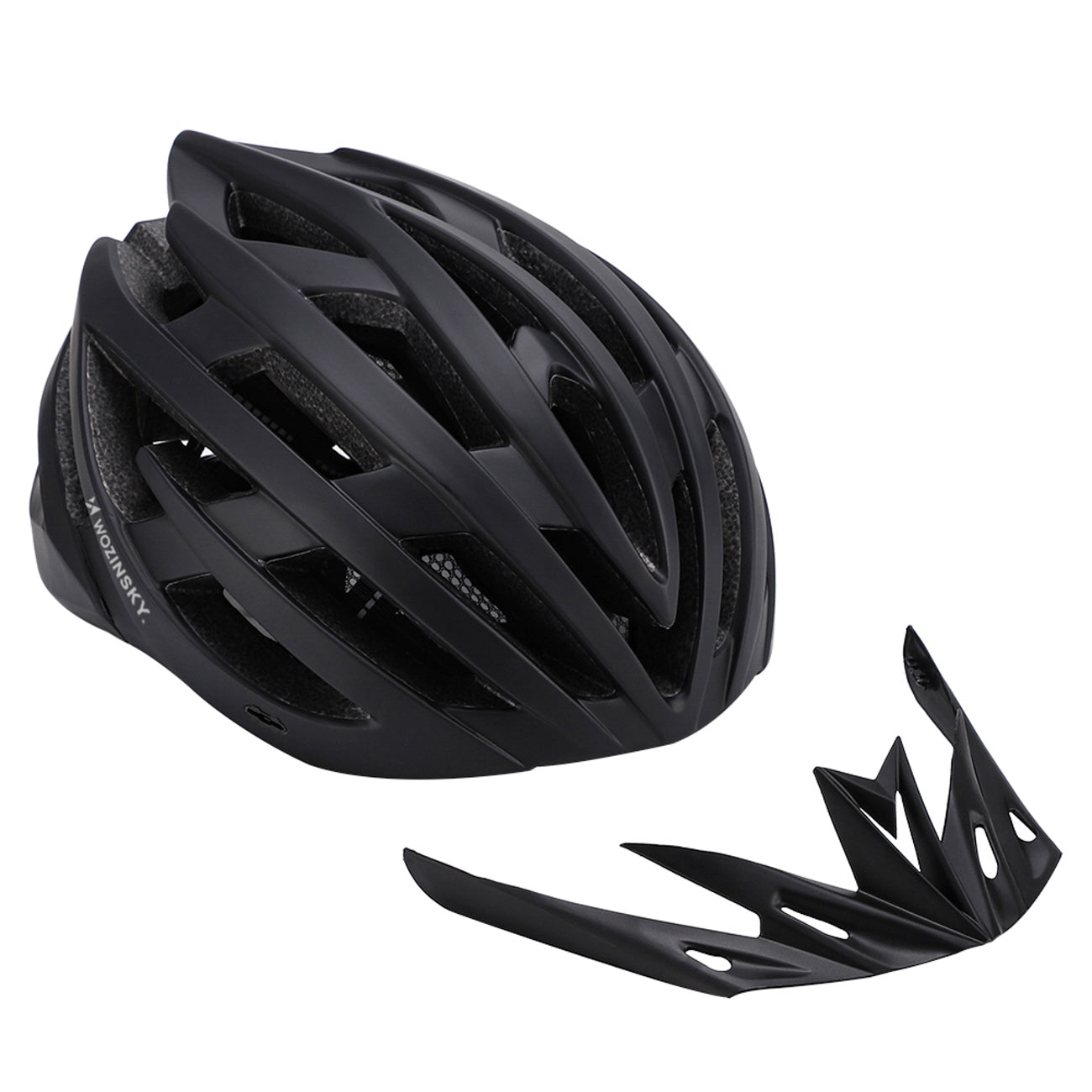 Wozinsky MTB dviračio šalmas su nuimama viršūne ir galine USB šviesa M - juodas -- Bicycle Helmets