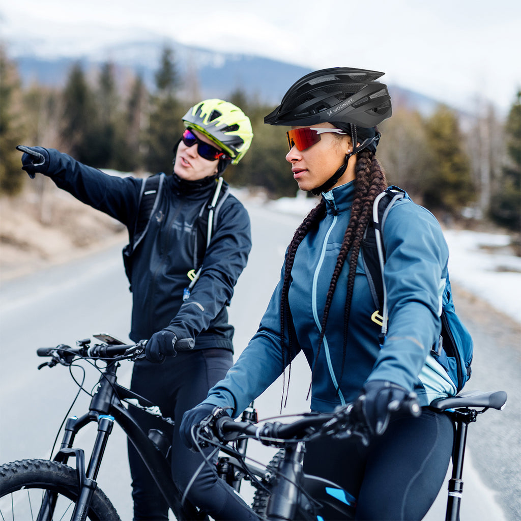 Wozinsky MTB dviračio šalmas su nuimama viršūne ir galine USB šviesa M - juodas -- Bicycle Helmets